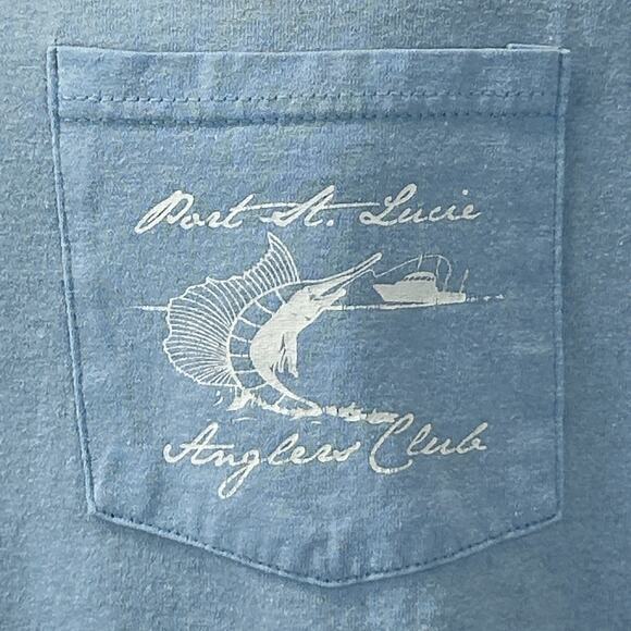 Vintage 90s Port St Lucie PSL Anglers Club Polo Shirt Fishing Blue Mens L Large - Picture 6 of 9